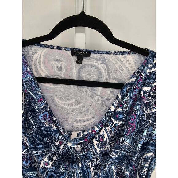 Talbots Women's Blue Paisley Sleeveless Scoop-Neck Blouse Petite S - Picture 4 of 4